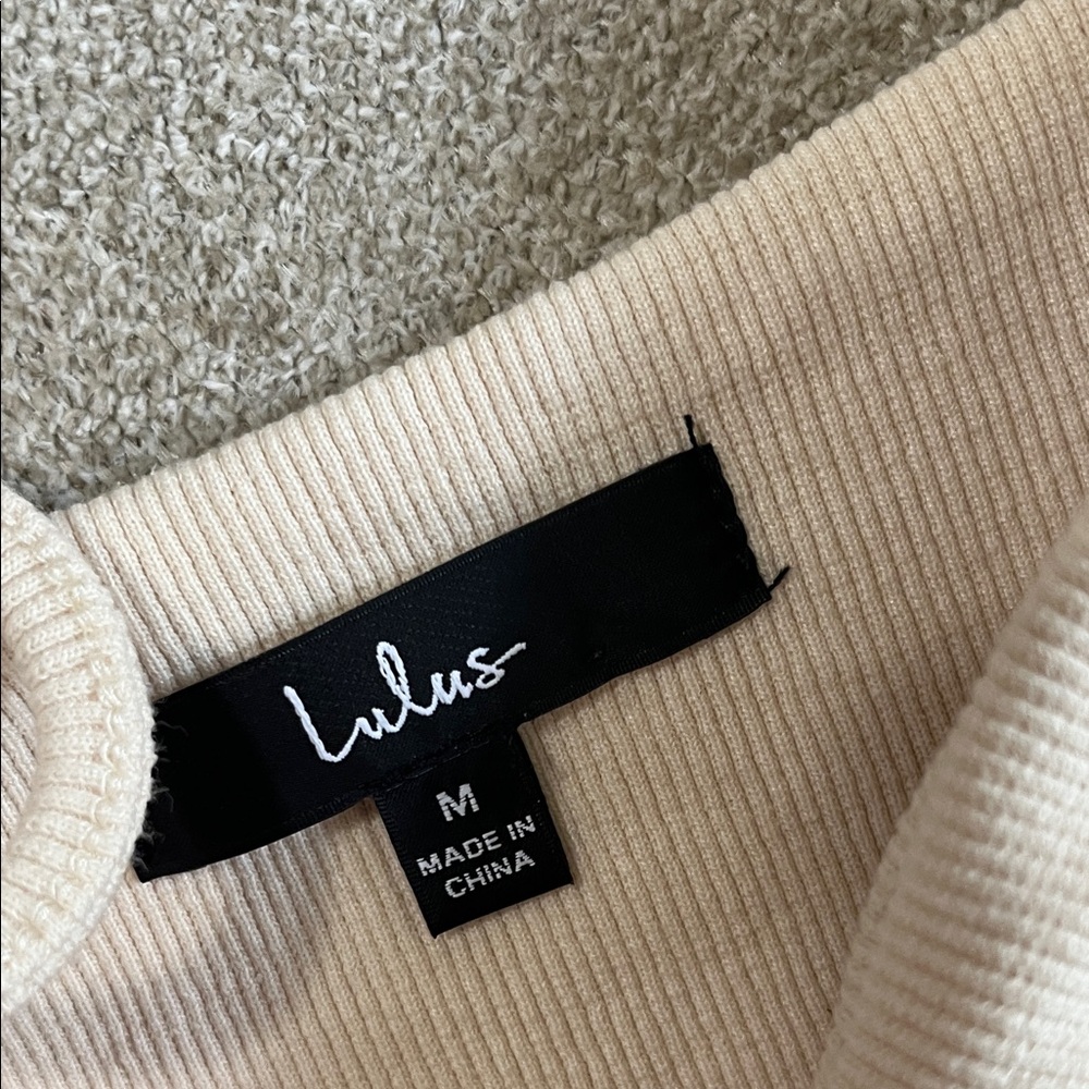 Lulu's Cream Ribbed Crop Top - Picture 4 of 10